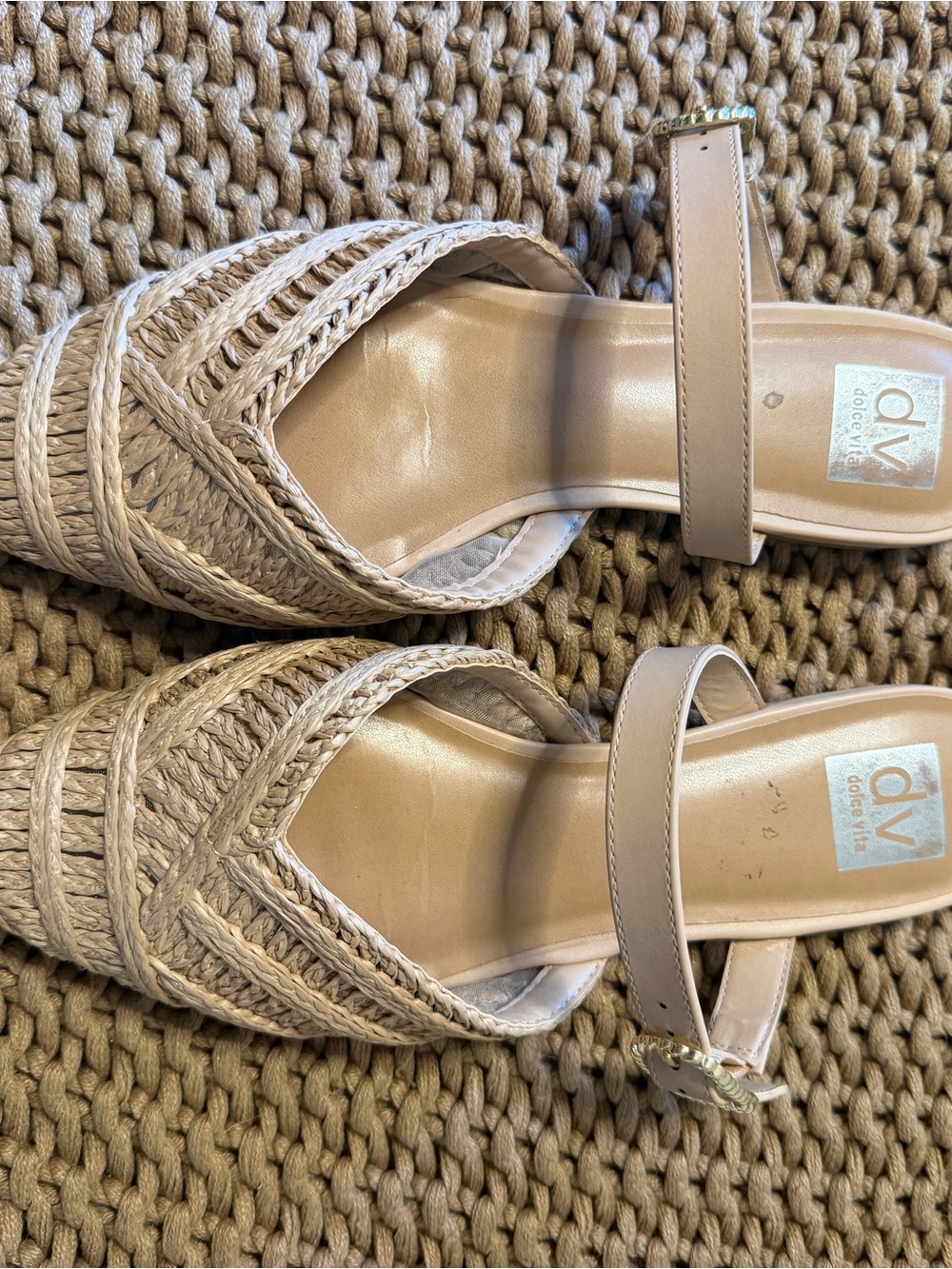 DV by Dolce Vita Beige Woven Slide Sandals